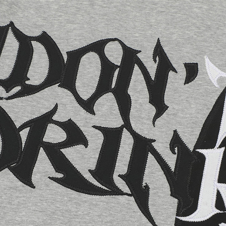 Hong Kong Style Street Contrast Color Stitching Letter Long Sleeves