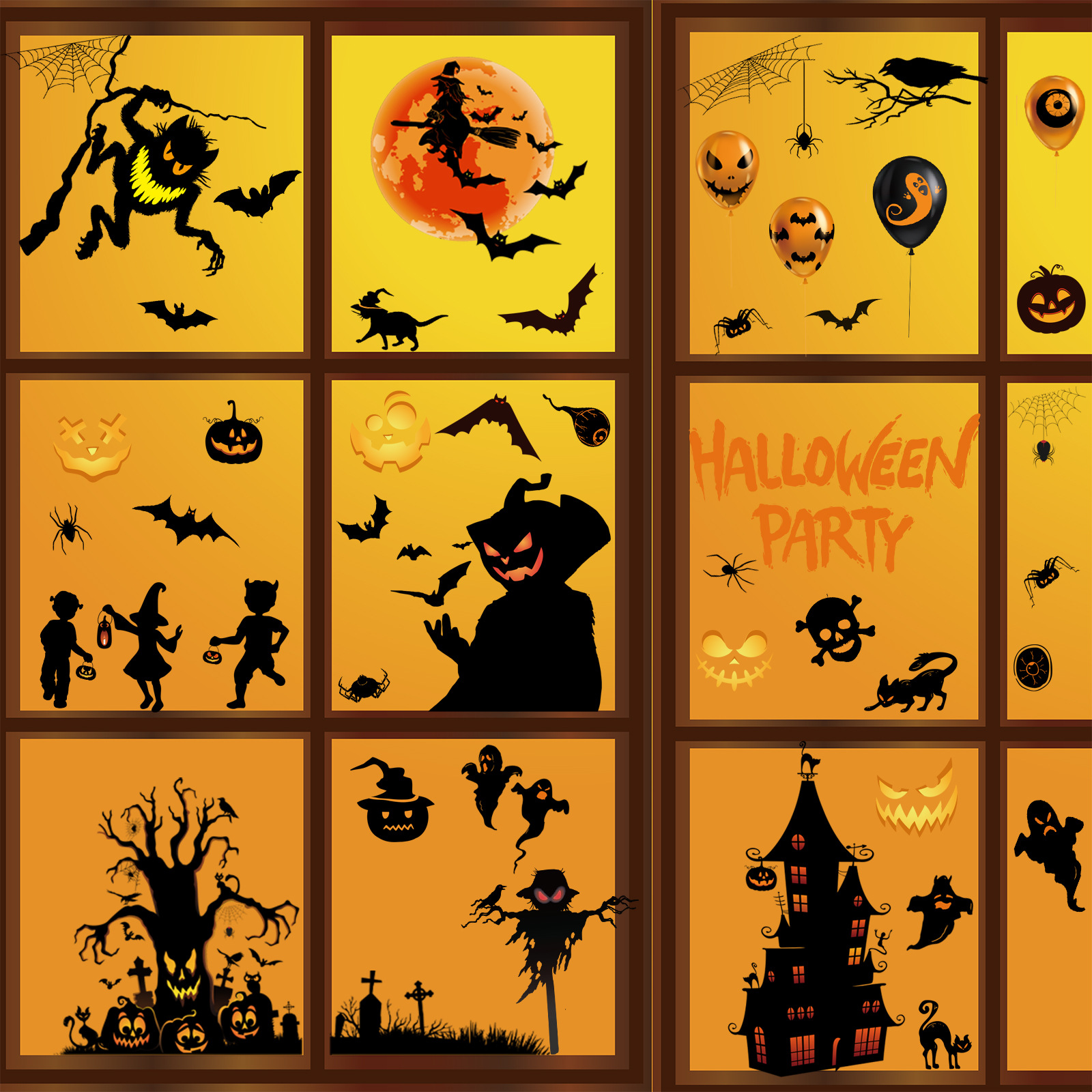 Home printing halloween static window sticker (m a set of 4