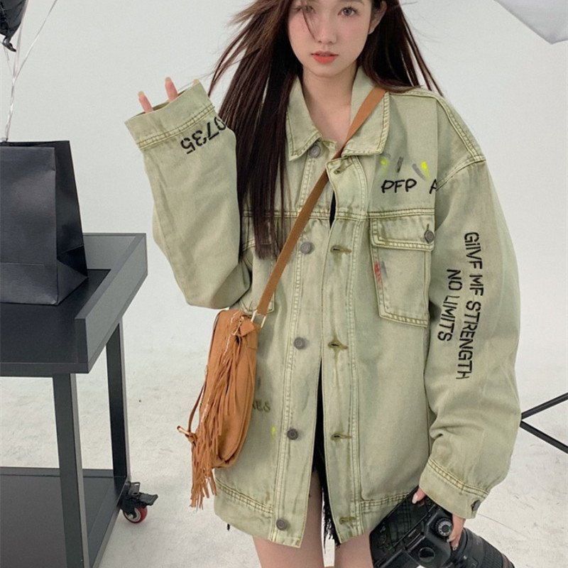 American Retro Fashion Ink Splash Denim Jacket