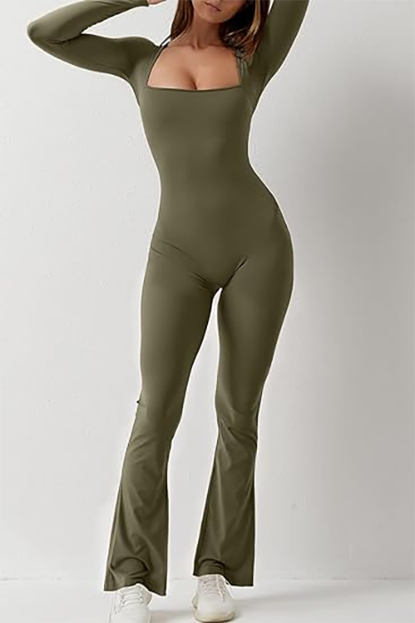Square Collar One-piece Bell Bottom Pants - Picture 10 of 17