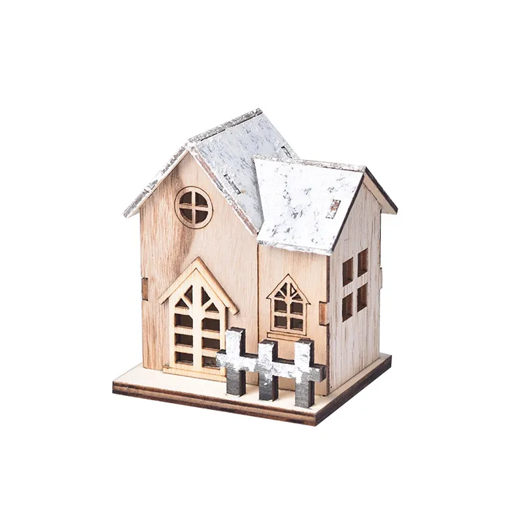 LED Luminous Wooden Christmas Small House – image 4
