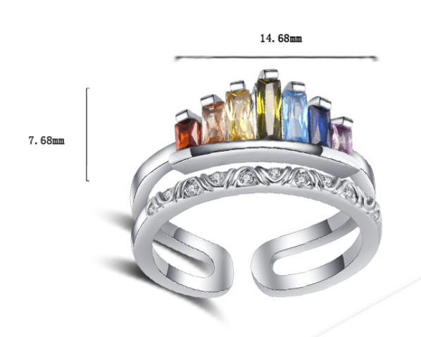 Title 1, Dames Mode Micro Zirkonia Regenboog Kroon Ring,...