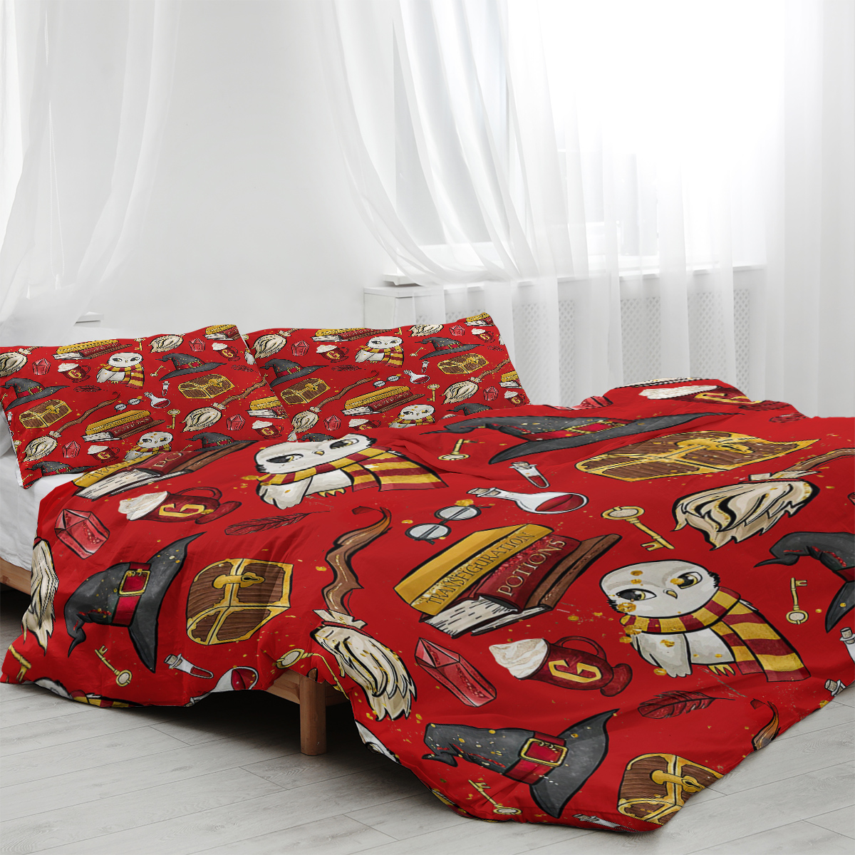 3PCS Halloween Duvet Cover Bedding Set, Red Duvet Cover, Magic Potion Spell... 2
