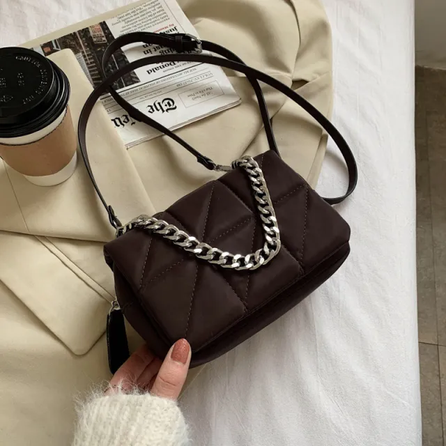 New Korean Casual Chain Portable Messenger Bag Coffee - Shop at LoveMi