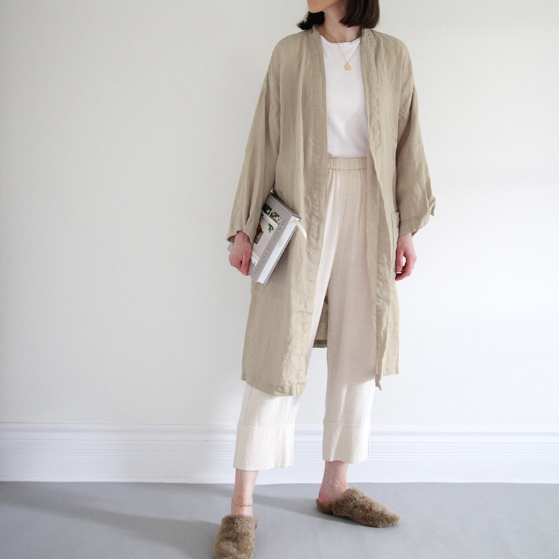 Women's Loose Plus Size Mid-length Cotton And Linen Coat
