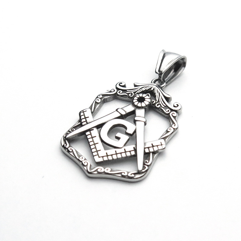 Freemason Pendant Men's Necklace Trendy Hip Hop Pendant Retro Punk Men's Titanium Steel Pendant