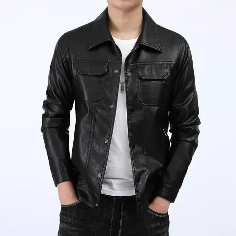 Men's Spring and Autumn Workwear Leather Jacket