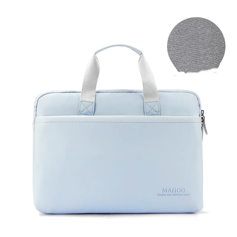 Portable Leather Computer Bag Is Breathable And Waterproof - Blue