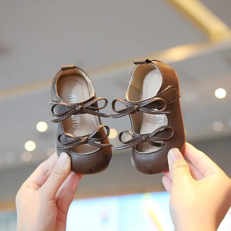 Spring & Autumn Baby Girl Princess Mary Jane Shoes, Bow Decor Soft Sole Non-slip First Walker Shoes For Birthday & Full Year Gift