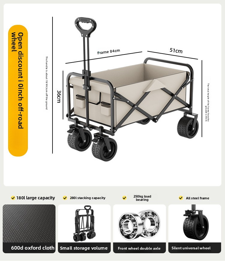 Foldable Travel Trailer Outdoor Camping Wagon For Picnic And Campsite Use 7