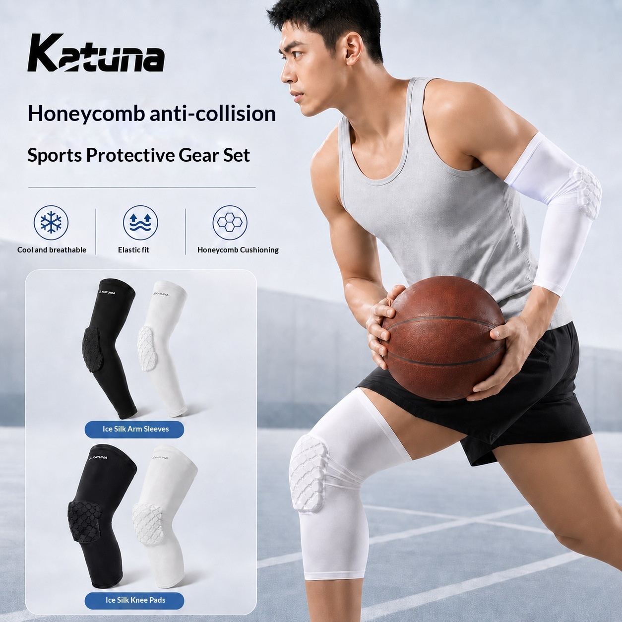 Sports Knee Pads, Lightweight Elbow Pads, Honeycomb Anti-Collision And Shock-Absorbing Protective Gear For Autumn And Winter Basketball, Badminton, Cycling And Running