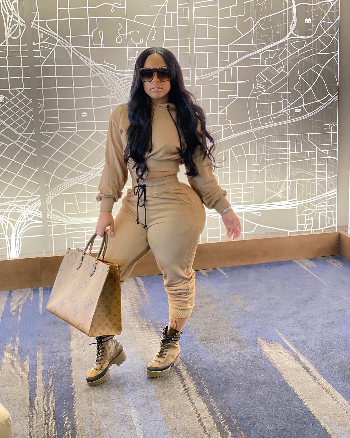 Women's Drawstring Solid Hooded Long Sleeve Trousers Two Piece