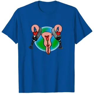 Women's Fertility Freedom Graphic Feminism Printed T-Shirt - Blue