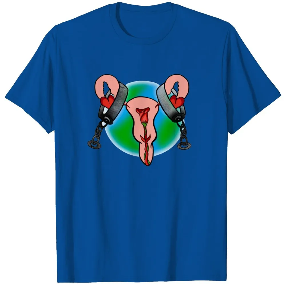 Women's Fertility Freedom Graphic Feminism Printed T-Shirt - Blue