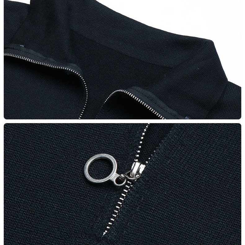 Solid Color Lapel Zipper Bottoming Sweater Dress Female