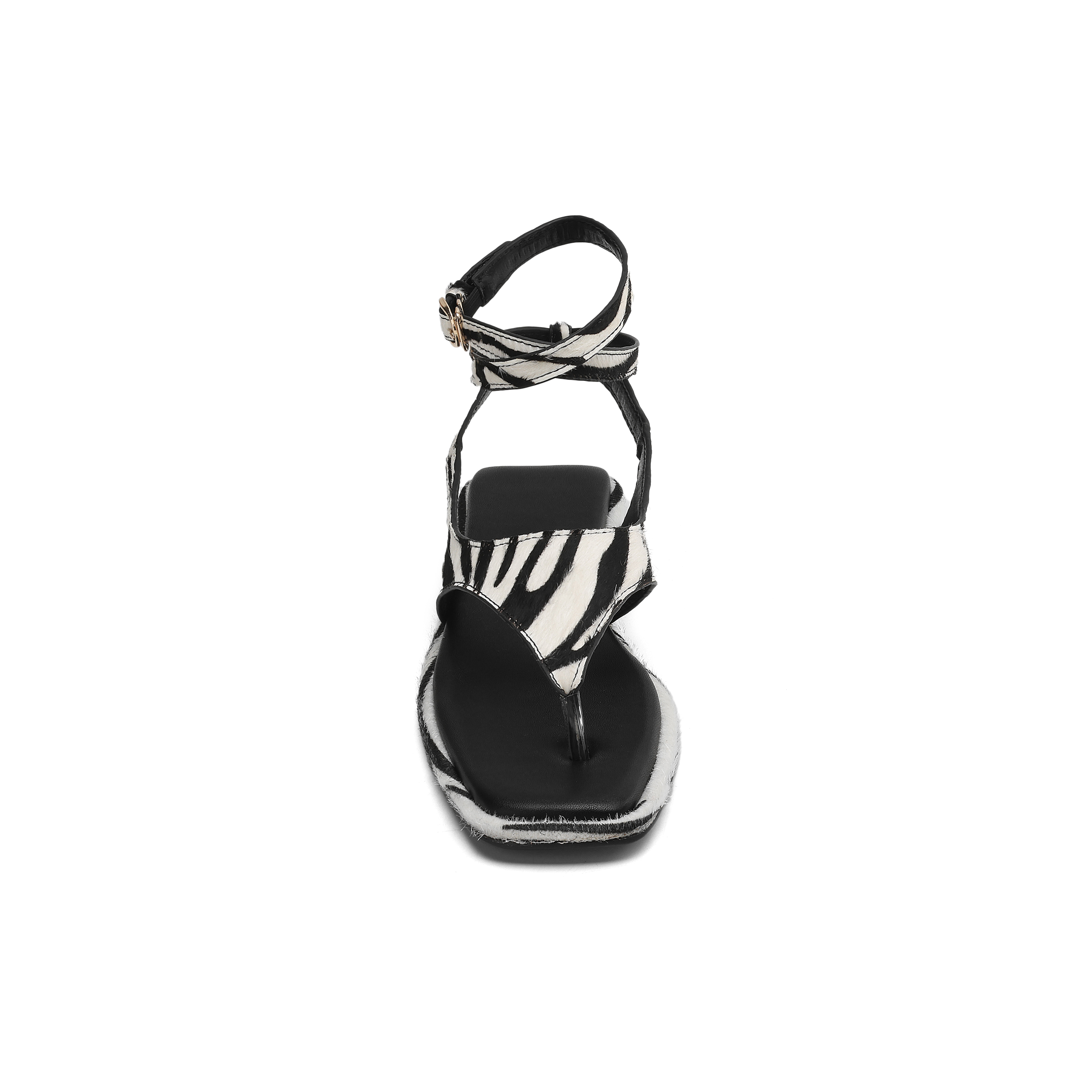 Women's Zebra Print Calf Hair Flat Sandals – Sole View | Sarah Express
