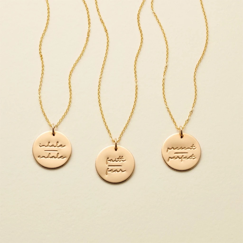 Plated Necklace Round Ring Pendant Necklace For Girls
