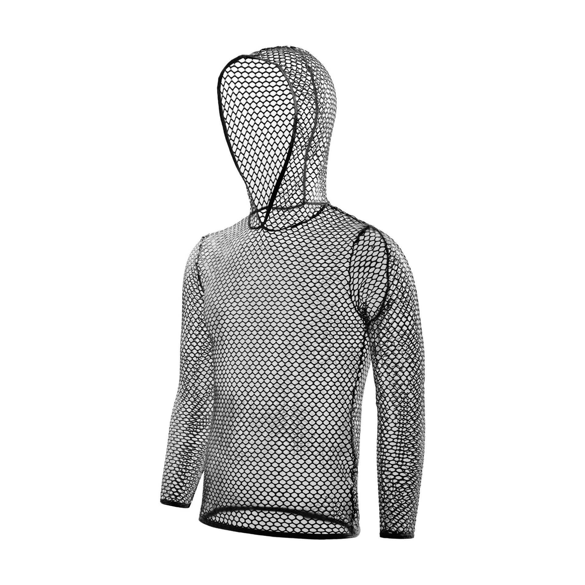 Sports Hooded Vest Men's Long Sleeve Pullover Large Mesh Sexy Home