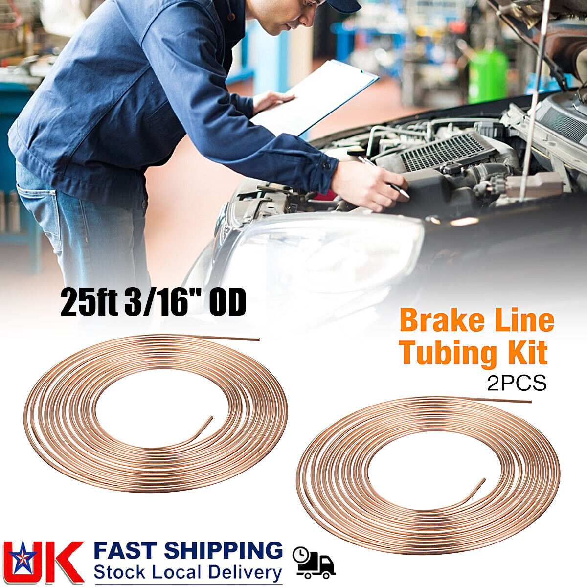 2PCS 25ft Kunifer Cunifer Copper Nickel Brake Pipe Line Roll Tube Hose — image 3