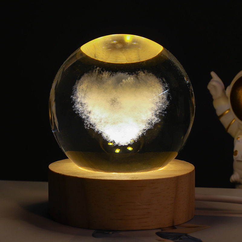 Luminous Starry Sky And Planets Moon Moon Crystal Ball Small Night Lamp ...