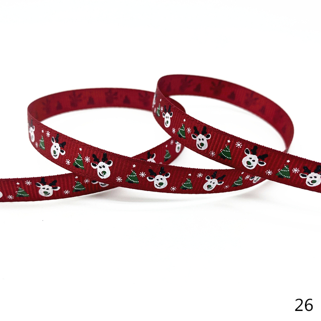 Size 5 10mm Christmas Ribbon Printed Grosgrain Ribbon
