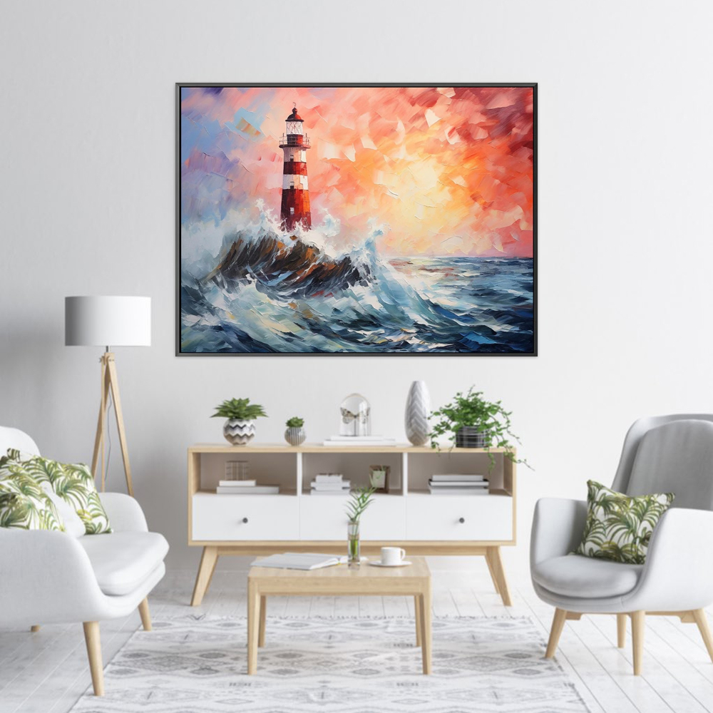 Handmade Oil Painting Canvas Wall Art Decoration Modern Abstract Lighthouse Landscape For Home Decor Rolled Frameless Unstretched Painting