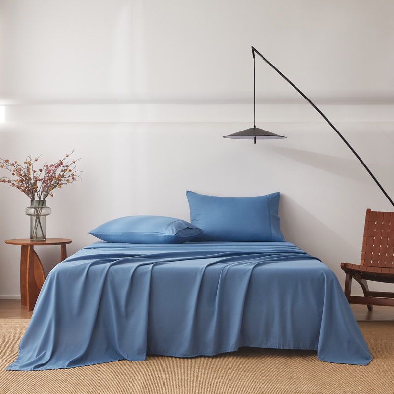 2000TC 4PCS Bed Sheet Set Single Flat Fitted Pillowcases-Ocean-King