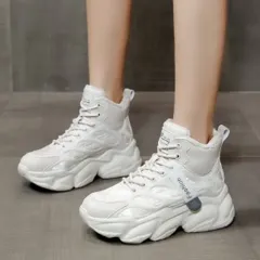 Women's Fashion Casual Velvet Inner High Shoes - Beige - View 1