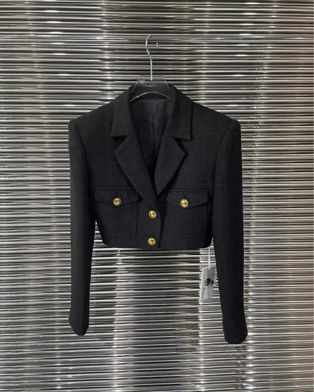 Metal Button Short Jacket Bandeau Slim fit One piece Shorts Coat - Shop at LoveMi