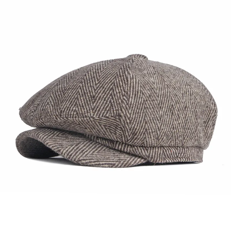 British Retro Octagonal Hat Leisure Literature - Coffee