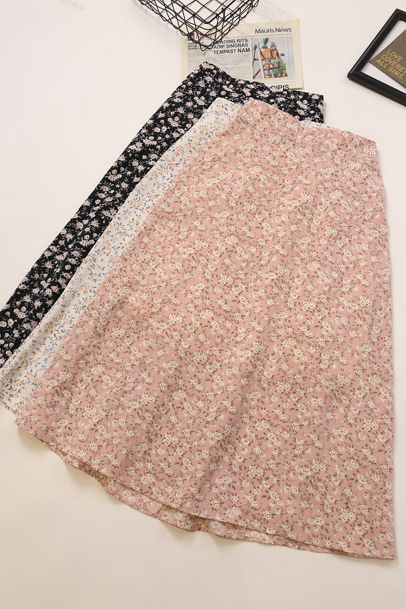Spring And Summer High-waisted Slimming Printed Over-the-knee Skirt