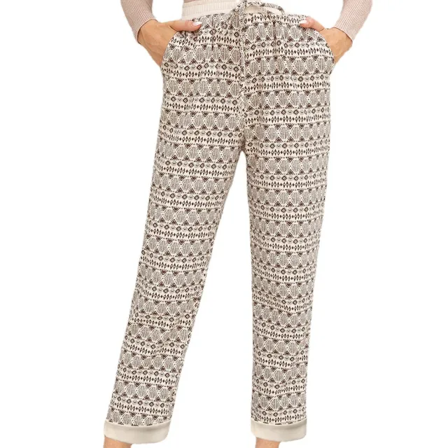 Ladies Print Lace Casual Pants Loose Pants Women Brown - Shop at LoveMi