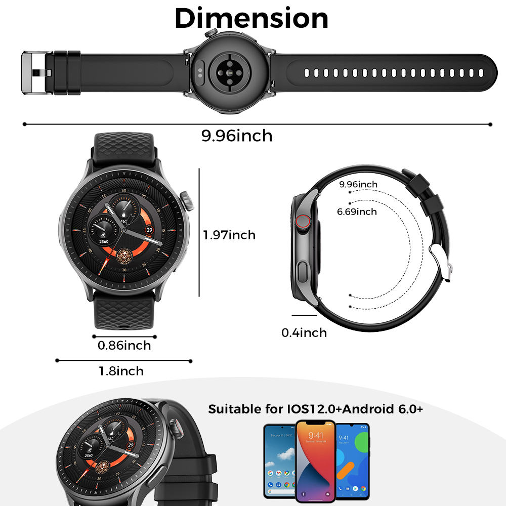 Round Screen Smartwatch, 1.43in HD 3ATM Waterproof, Equipped With Heart Rate Detection, Sleep Monitoring, And Step Tracking,100 Sports Modes Movement Monitor Holiday Gifts Fashion Watches