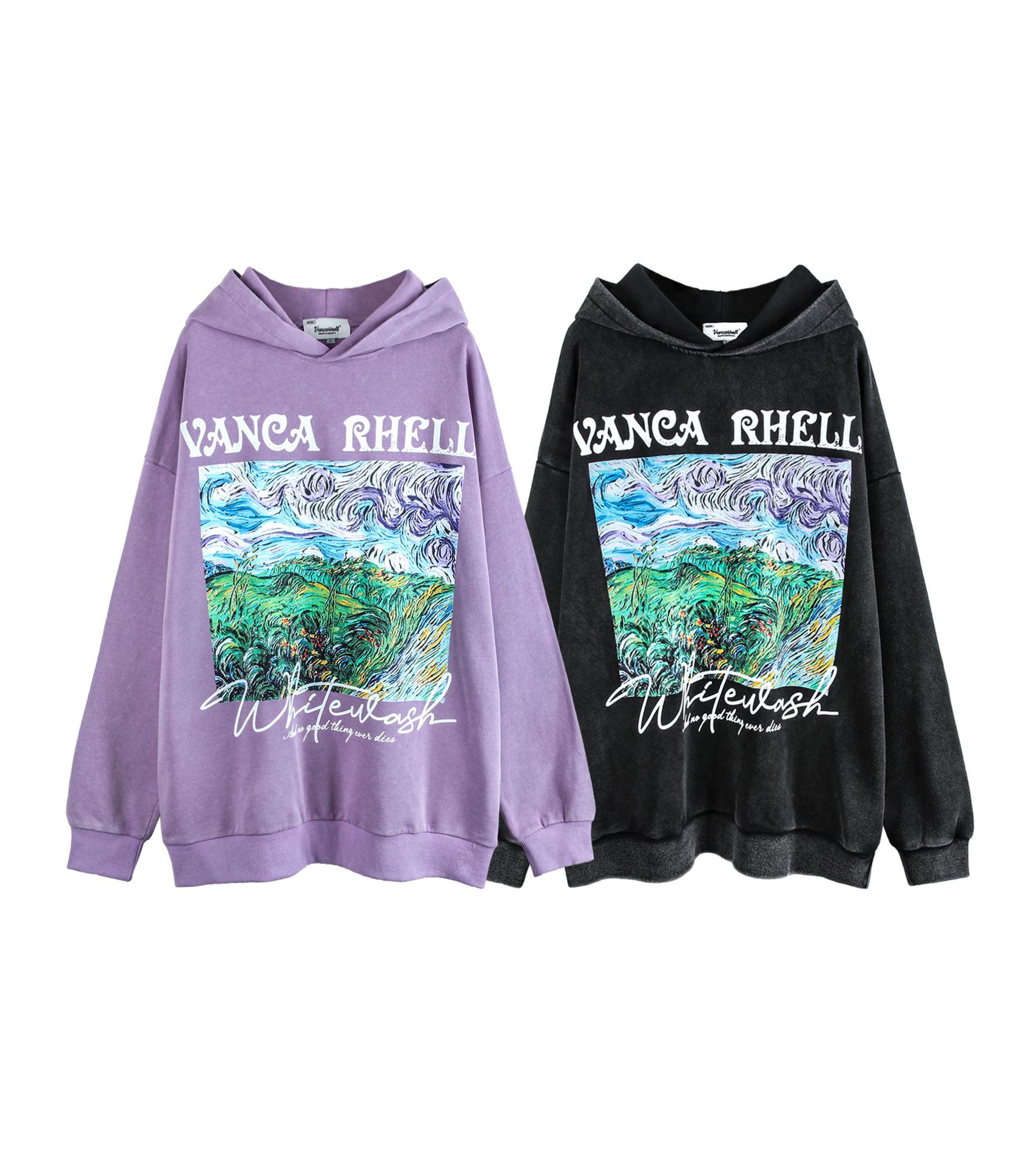 American Retro Street Dark Style Oil Painting Hooded Sweater