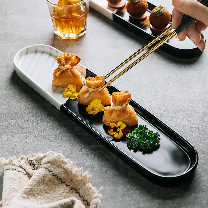 Japanese Ceramic Long Plate Household Dessert Tableware