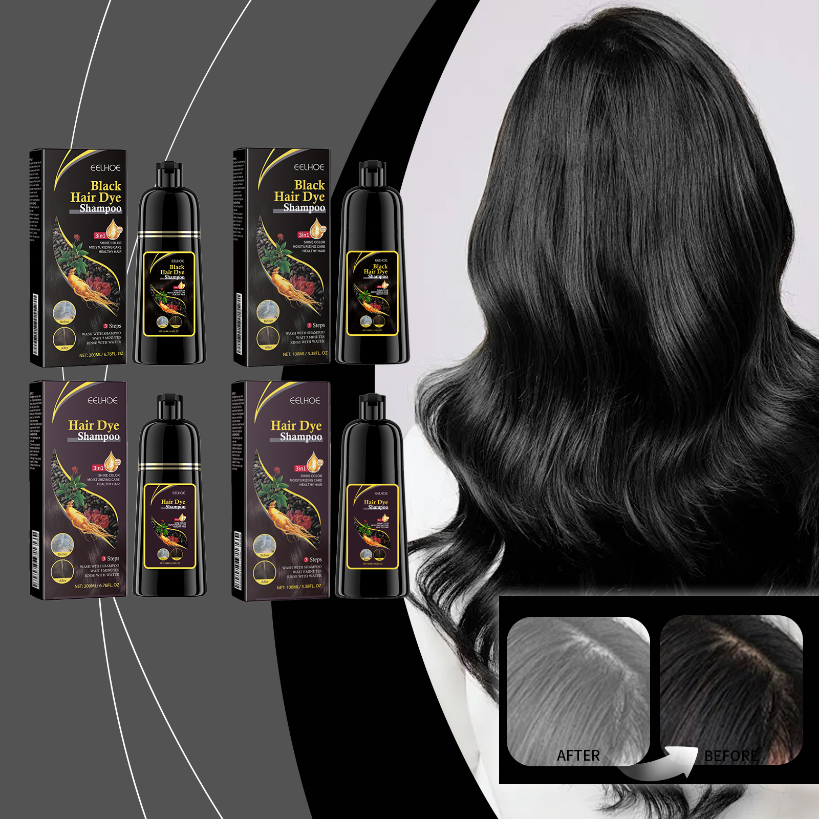 Herbal E Ssence Hair Dye Shampoo, Plant-Based Care, DIY, Long-Lasting Color, Healthy Hair Coloring — foto 3