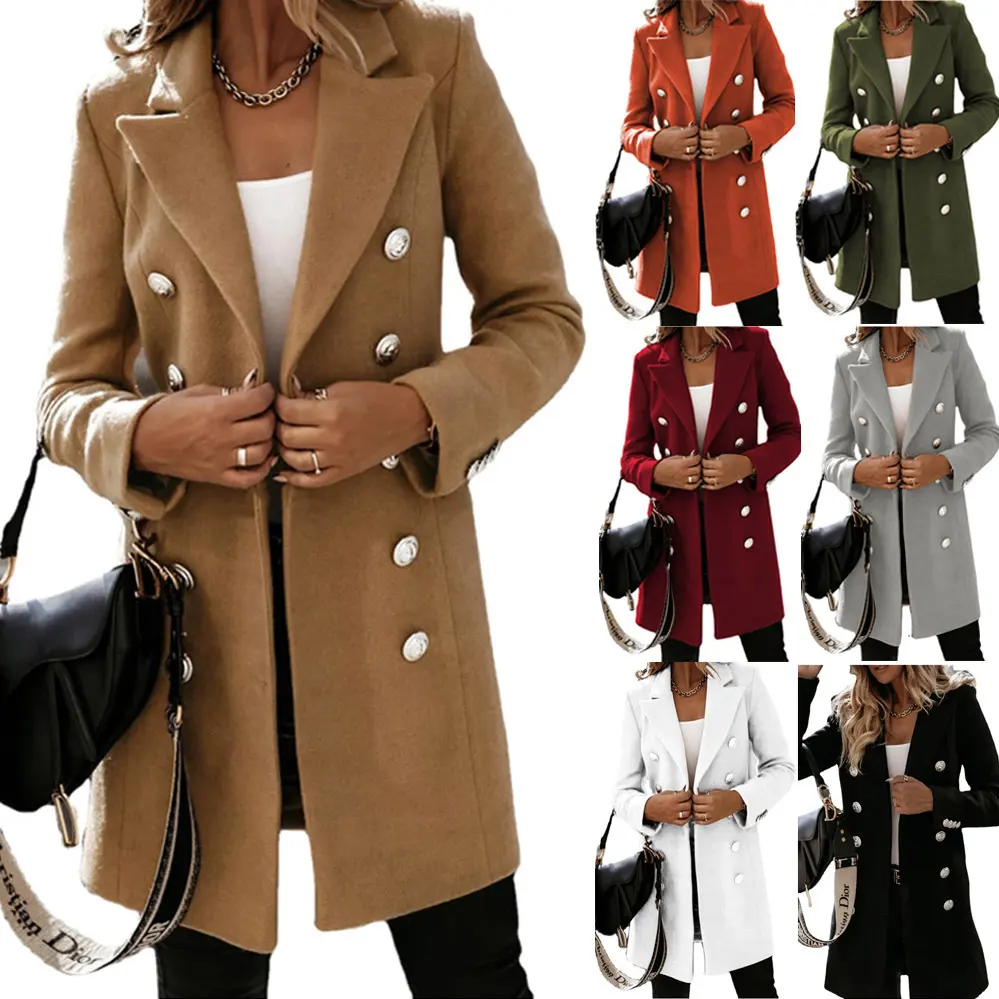 Fashion Turndown Collar Jacket for Women Autumn Winter Long-sleeved