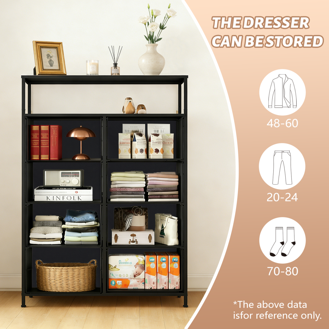 8-Drawer Fabric Dresser with Open Shelf β photo 8