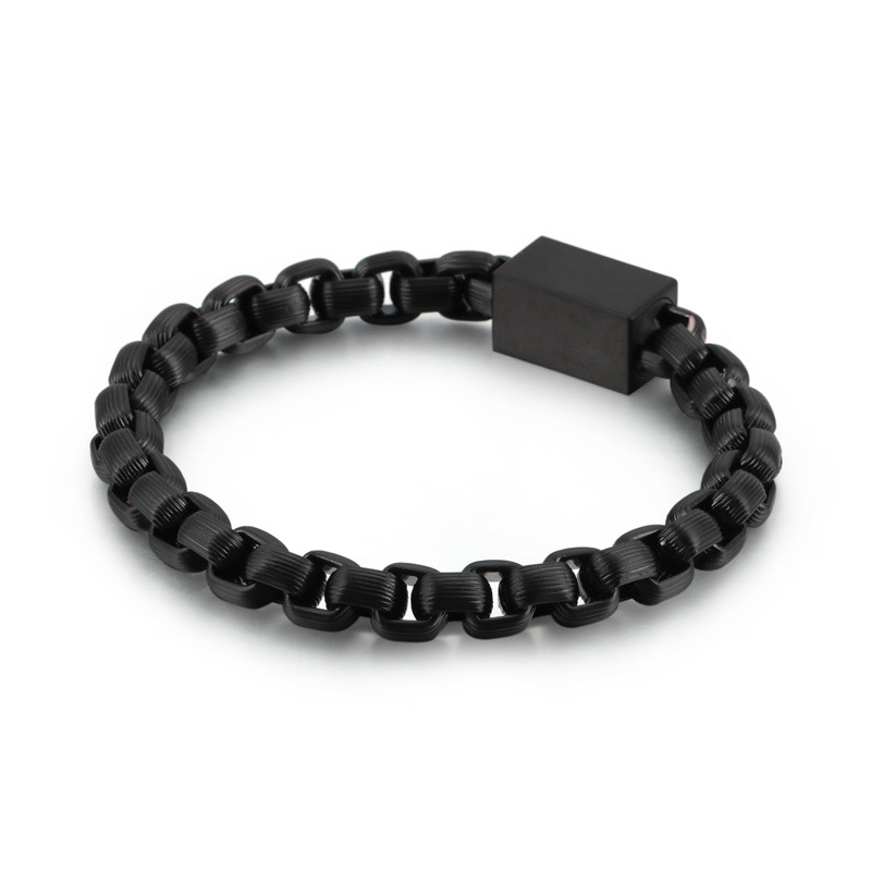 Square Pearl Chain Men's Titanium Steel Bracelet
