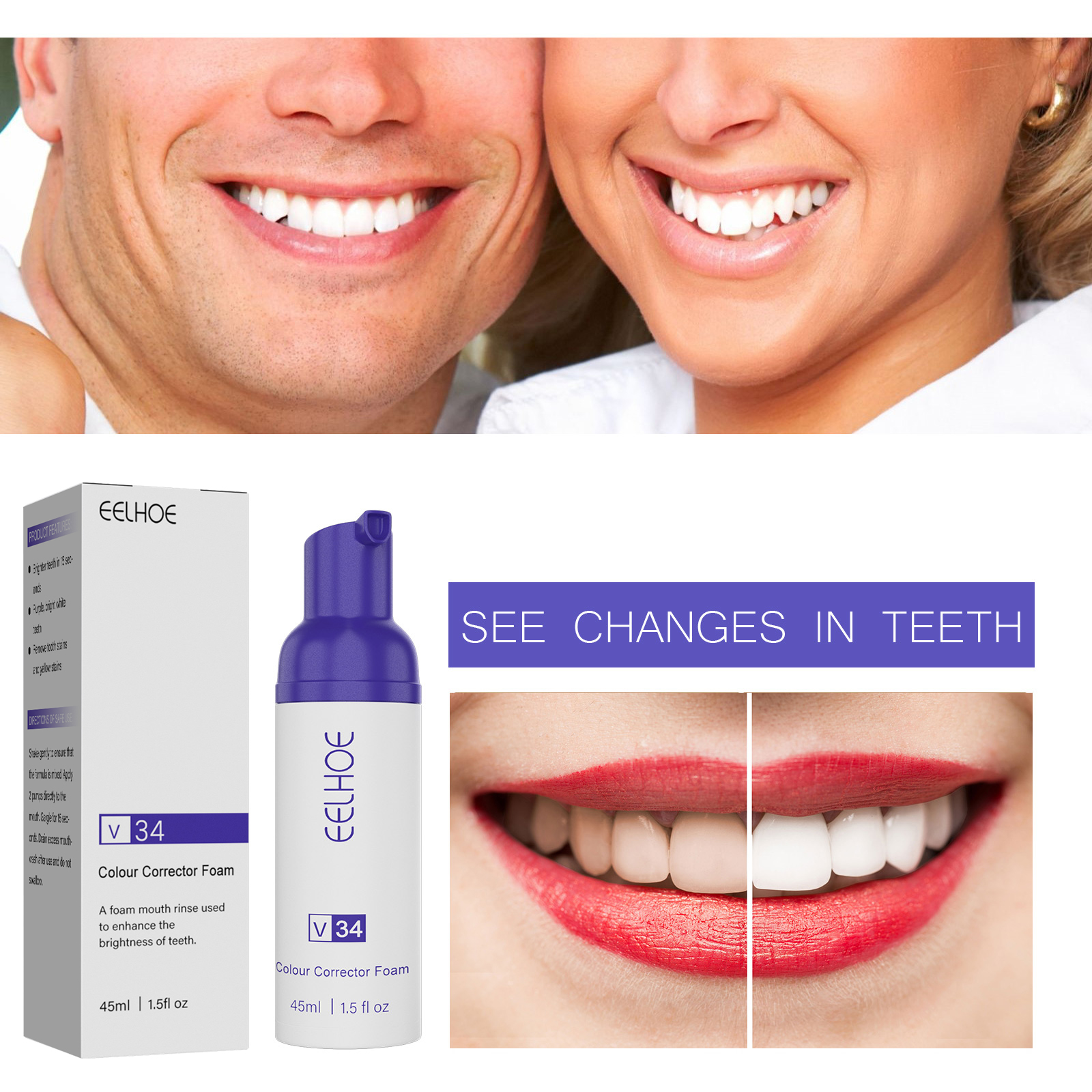 EELHOE V34 Foaming Whitening Toothpaste Toothpaste To Clean Tartar Stains, Freshen Breath And Whiten Teeth image 4