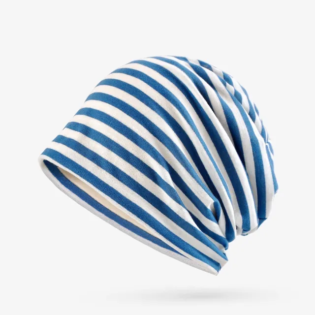 Spring And Summer Thin Cap Sun proof And Breathable Vintage Stripe All match Bag Cap Navy Blue Beige - Shop at LoveMi