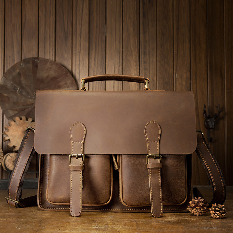 Men's Business Leather Shoulder Messenger Briefcase — foto 6