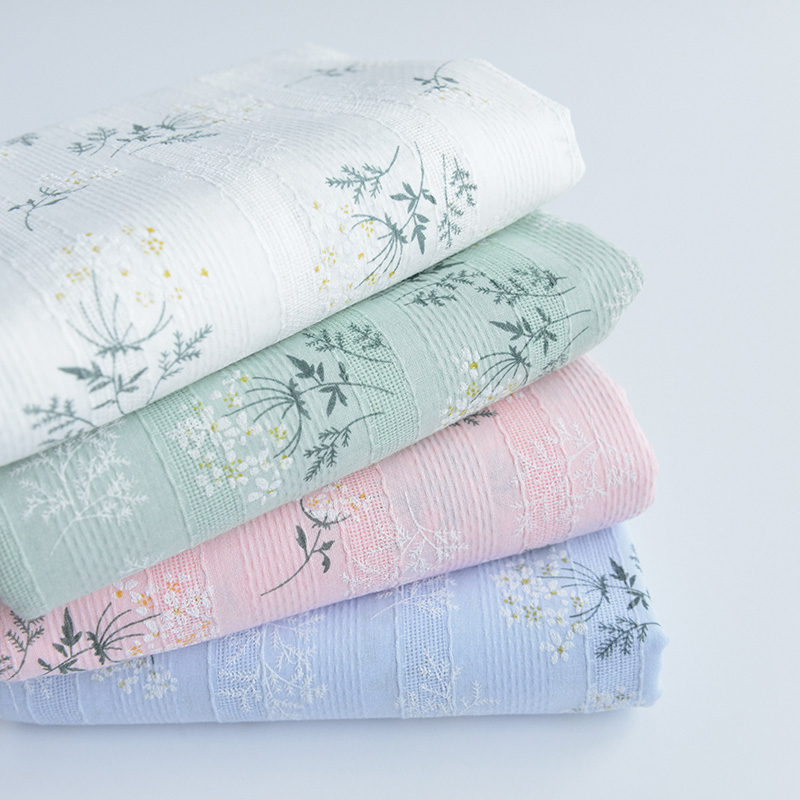 Japanese Small Floral Jacquard Embroidery Cotton Fabric