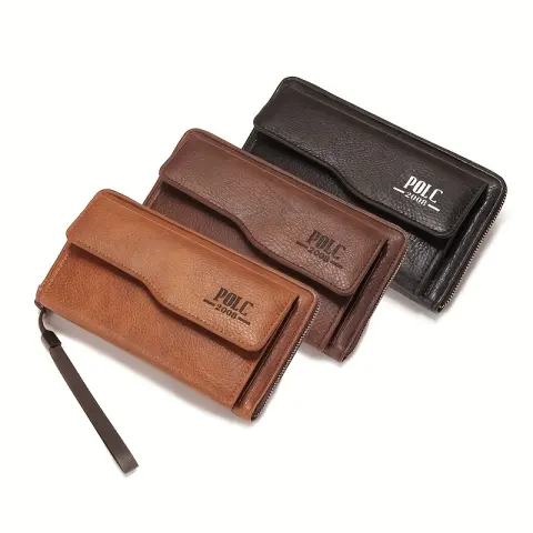New Men's Wallet Long Fashion Soft Zipper Multi-card Mobile