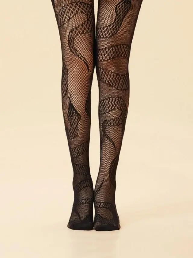 Cut out Mesh Women's Jumpsuit Animal Stockings Black Snake Fishing Net Socks - Shop at LoveMi