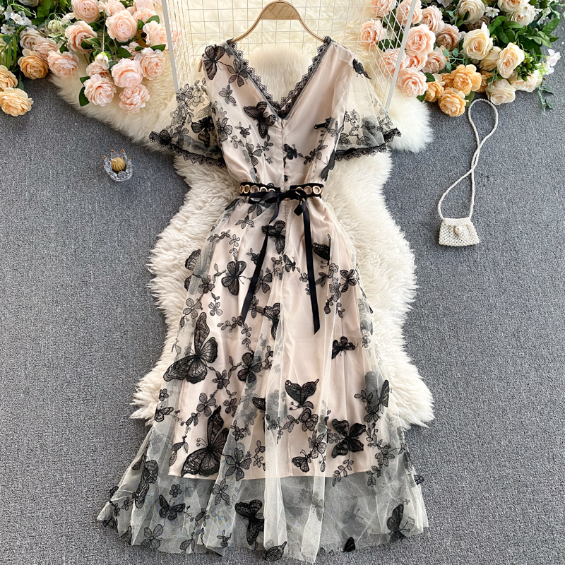 Ladies Heavy Industry Embroidered Butterfly Smart Dress — image 1