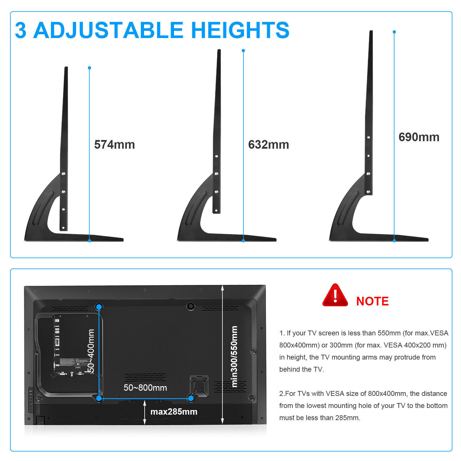 27 -65 Universal Table Top TV Stand Base LCD LED Vesa Pedestal Mount Bracket UK — image 7