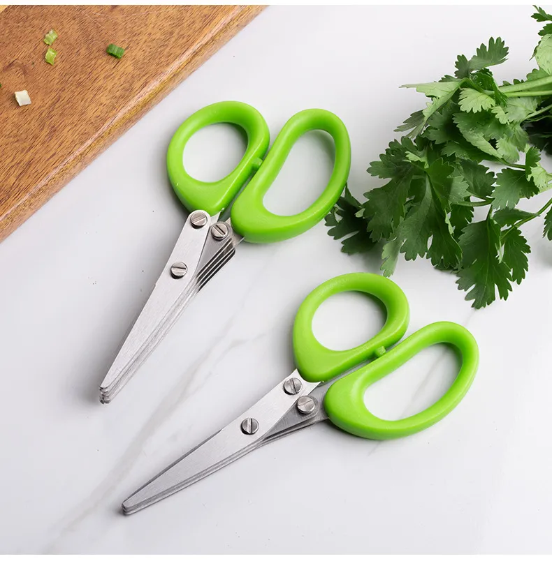 Multifunctional Multi-layer Green Onion Scissors Stainless Steel Onion Cutting Knife Herb Seaweed Spice Scissors Kitchen Scissor Kitchen Gadgets – image 5