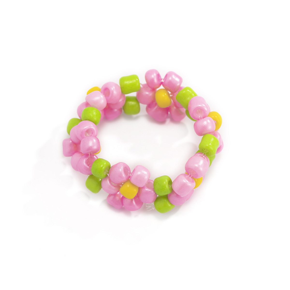 Women's Beaded Elastic Flower Ring