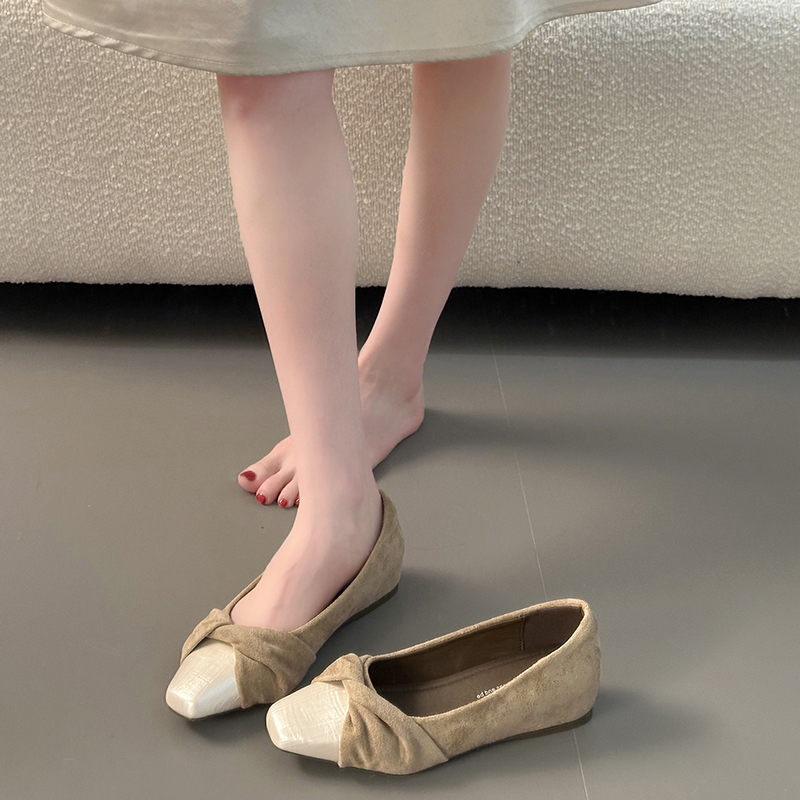 Two-Tone Square Toe Flats